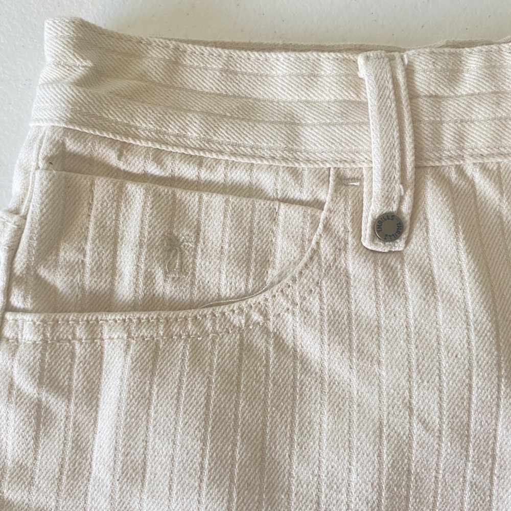 Thrills Koko Women Denim Shorts Size 4 Cream Organic Cotton High Waist Textured - Picture 5 of 10
